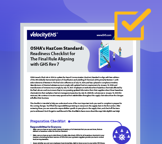 OSHA's HazCom Standard: Readiness Checklist for The Final Rule Aligning with GHS Rev 7