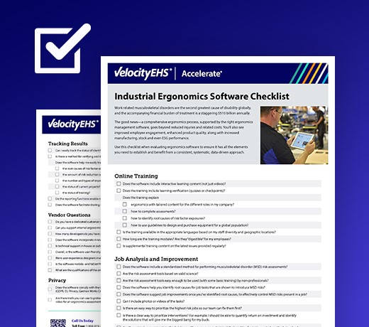 Industrial Ergonomics Software Checklist
